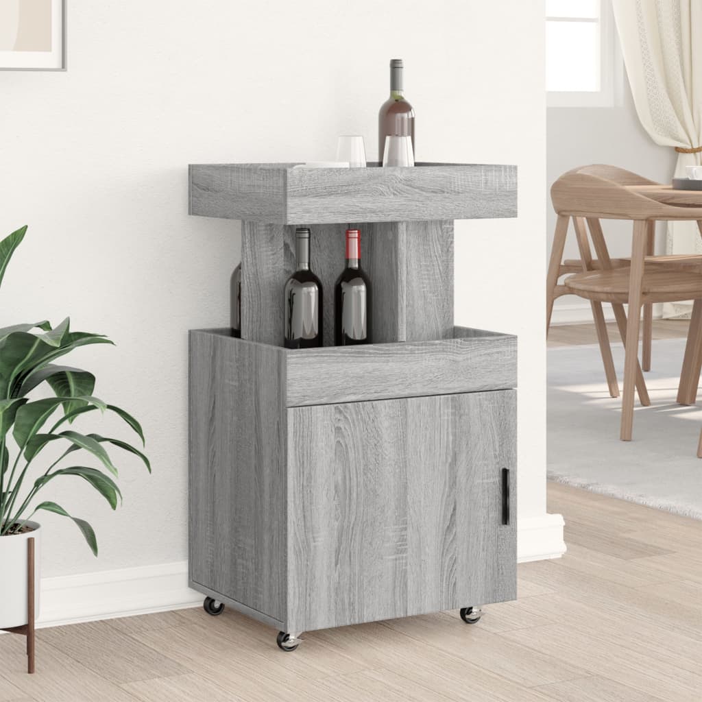 Chariot de bar sonoma gris 50x41x89 cm bois d'ingénierie