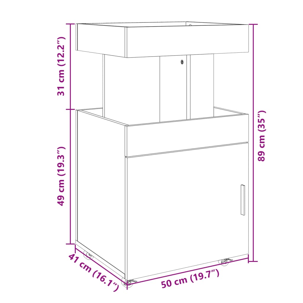 Chariot de bar sonoma gris 50x41x89 cm bois d'ingénierie