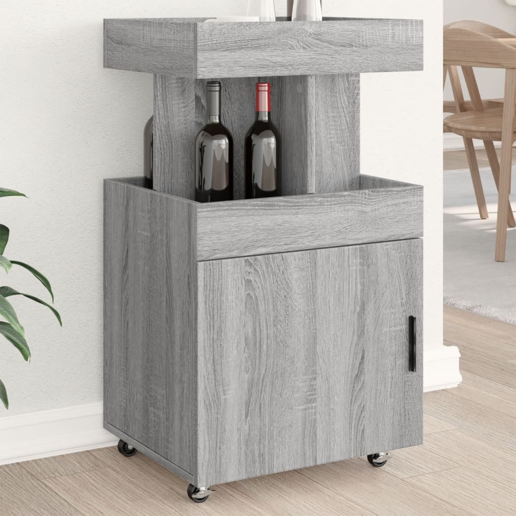 Chariot de bar sonoma gris 50x41x89 cm bois d'ingénierie