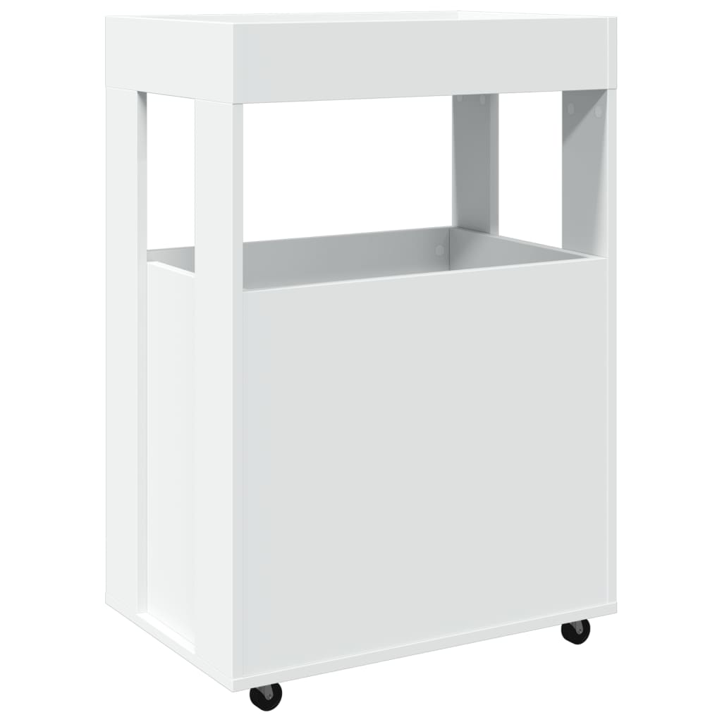 White bar cart 60x39.5x89 cm engineered wood