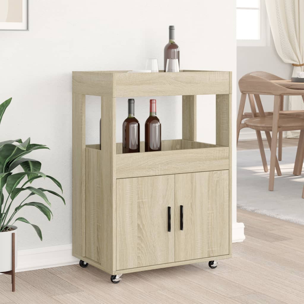 Barwagen aus Sonoma-Eiche, 60 x 39,5 x 89 cm, Holzwerkstoff