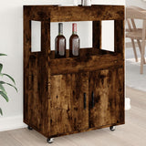 Smoked oak bar cart 60x39.5x89 cm engineered wood