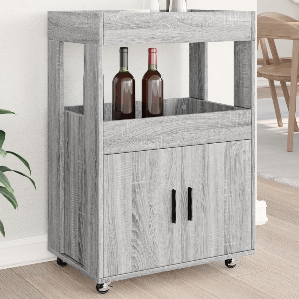 Chariot de bar sonoma gris 60x39,5x89 cm bois d'ingénierie