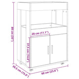 Barwagen aus brauner Eiche, 60 x 39,5 x 89 cm, Holzwerkstoff