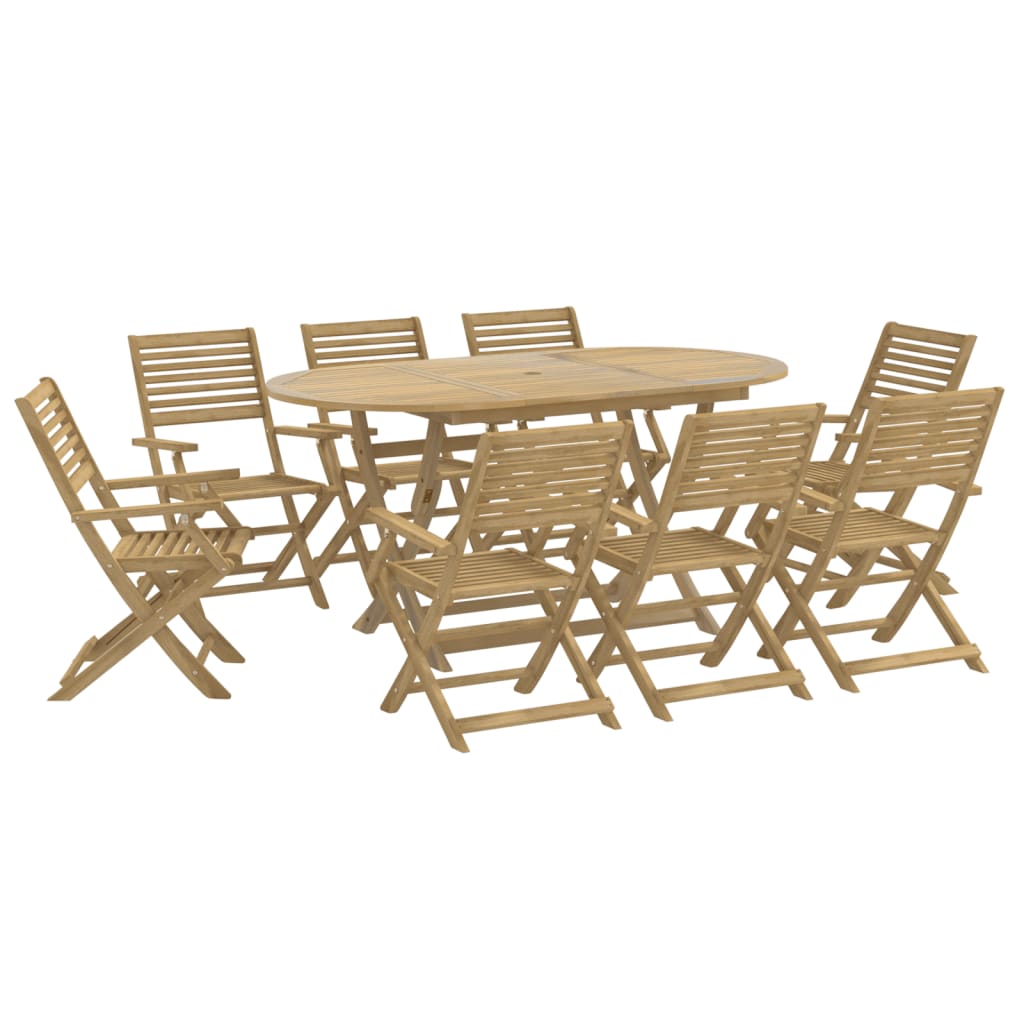 Ensemble à manger de jardin 9 pcs bois d'acacia solide