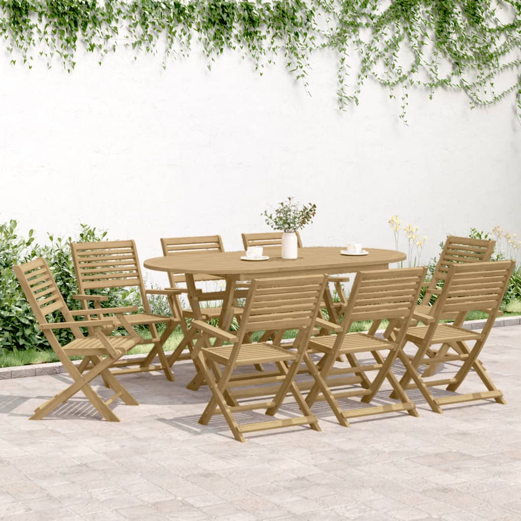 Ensemble à manger de jardin 9 pcs bois d'acacia solide