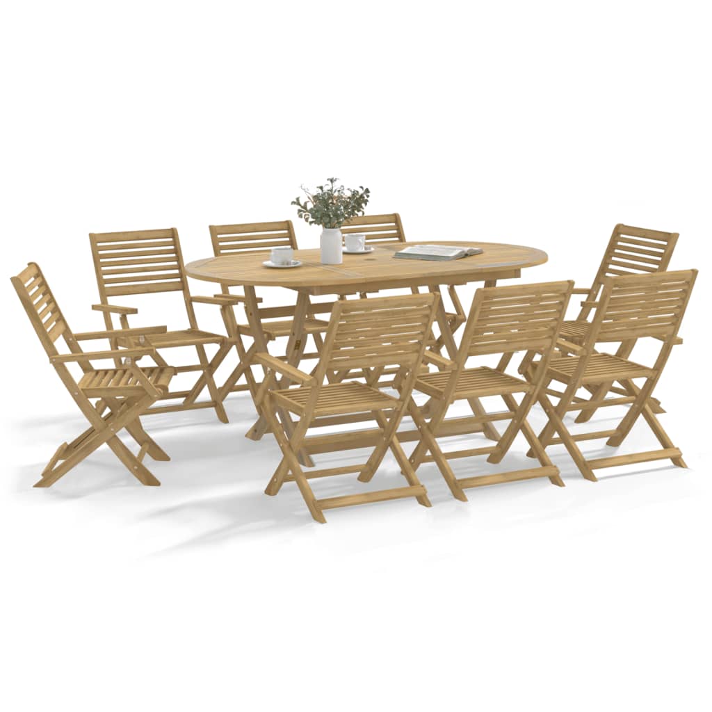 Ensemble à manger de jardin 9 pcs bois d'acacia solide