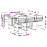 Ensemble à manger de jardin avec coussins 7 pcs blanc textilène