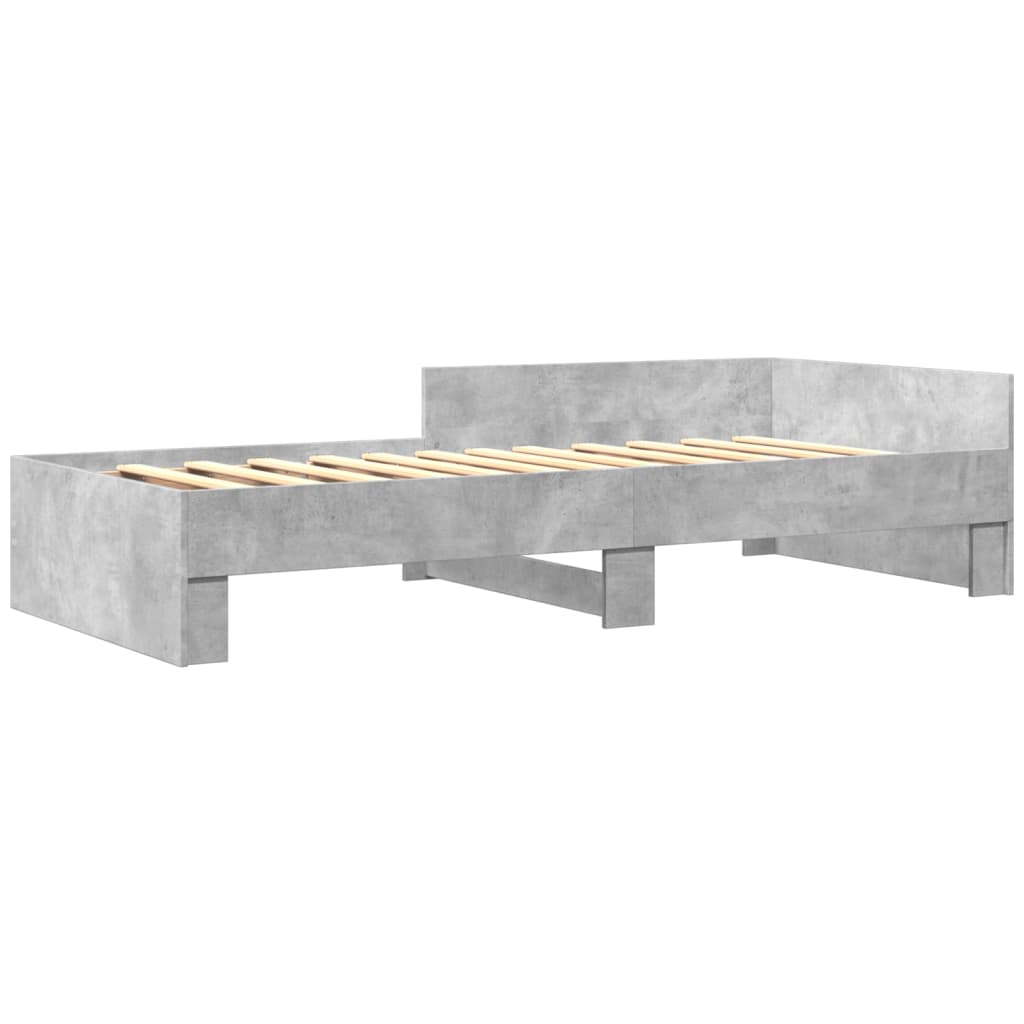 Bed frame without mattress concrete gray 100x200 cm engineered wood