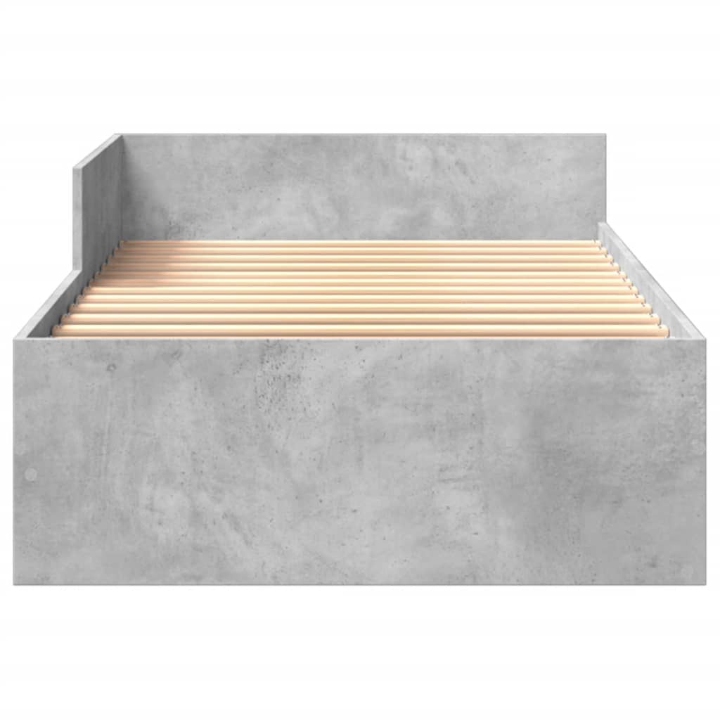 Bed frame without mattress concrete gray 100x200 cm engineered wood