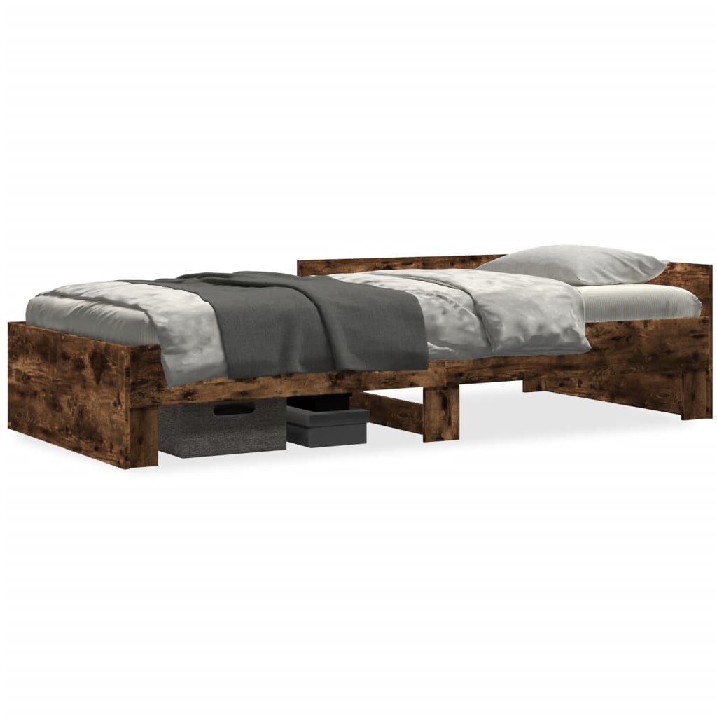 Bed frame without mattress smoked oak 100x200 cm engineered wood