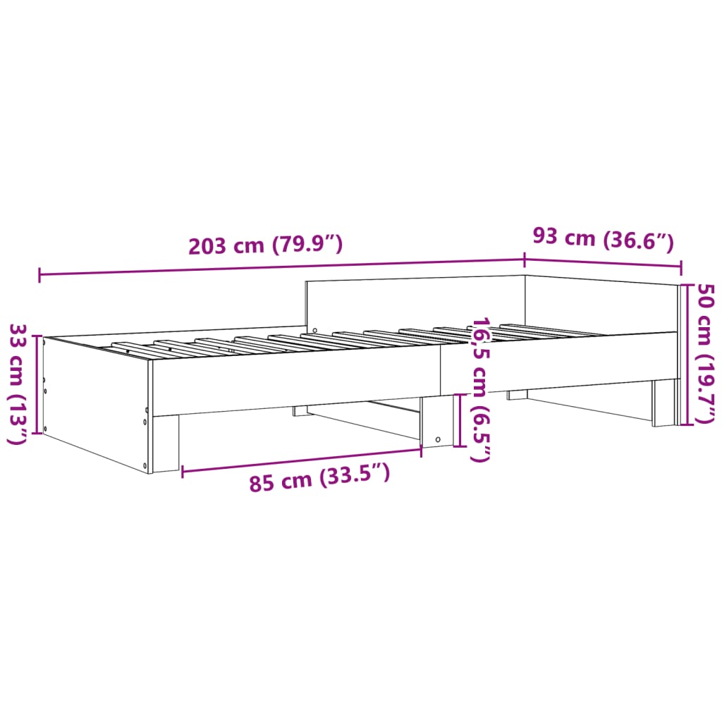 Bed frame without mattress sonoma oak 90x200 cm