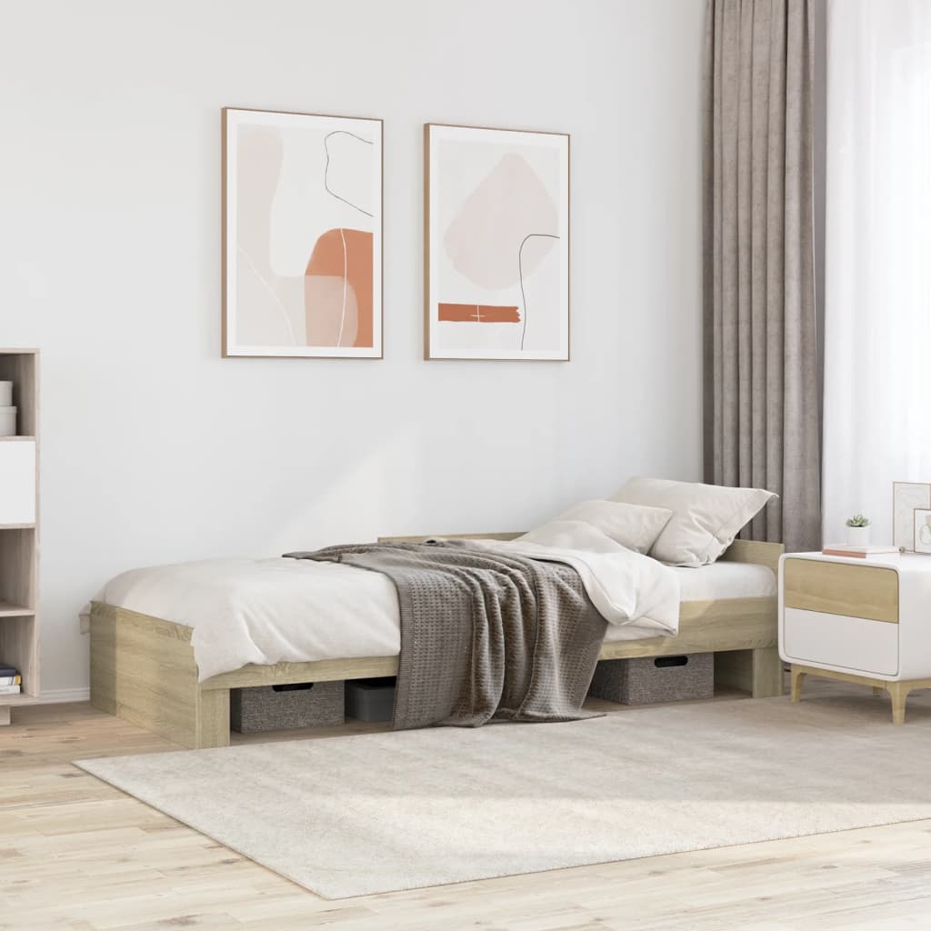 Bed frame without mattress sonoma oak 90x200 cm