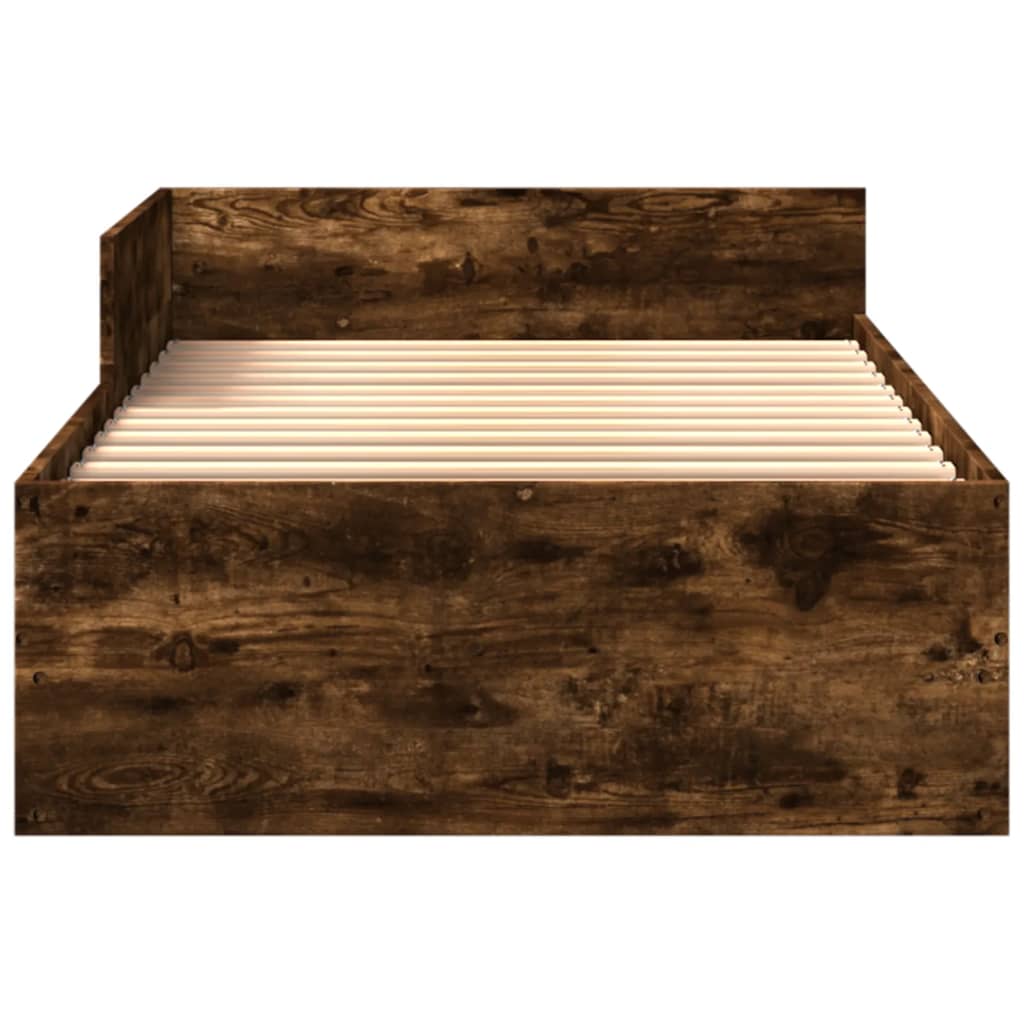 Cadre de lit sans matelas chêne fumé 90x200cm bois d'ingénierie