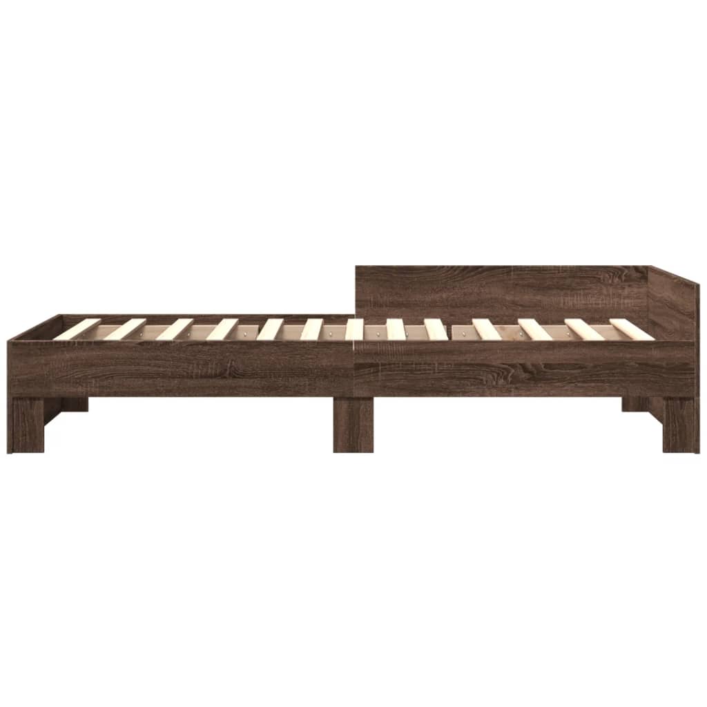 Bed frame without mattress brown oak 90x200cm engineered wood