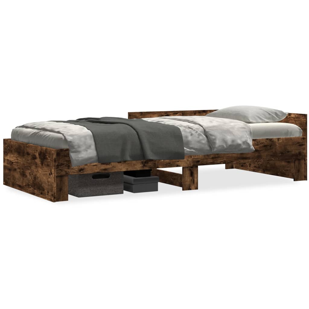 Bed frame without mattress smoked oak 90x190cm engineered wood