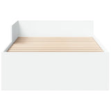 Bed frame without mattress white 75x190 cm engineered wood