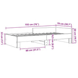 Bed frame without mattress white 75x190 cm engineered wood