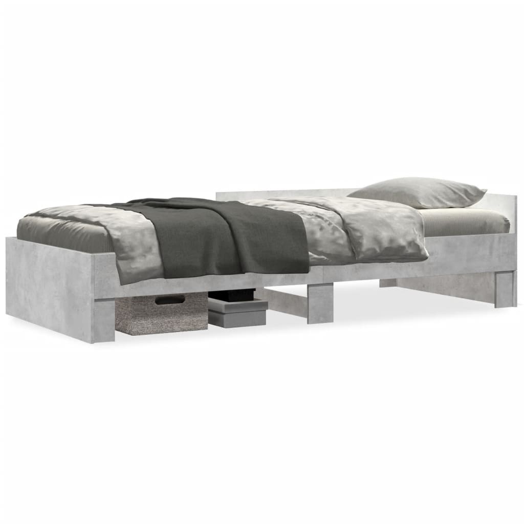 Bed frame without mattress concrete gray 75x190cm engineered wood