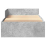 Bed frame without mattress concrete gray 75x190cm engineered wood