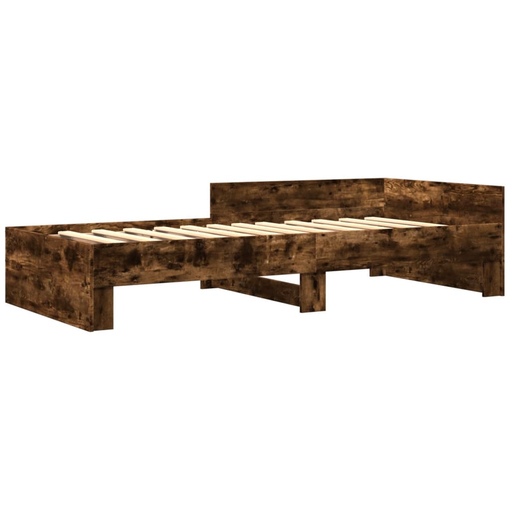 Cadre de lit sans matelas chêne fumé 75x190cm bois d'ingénierie