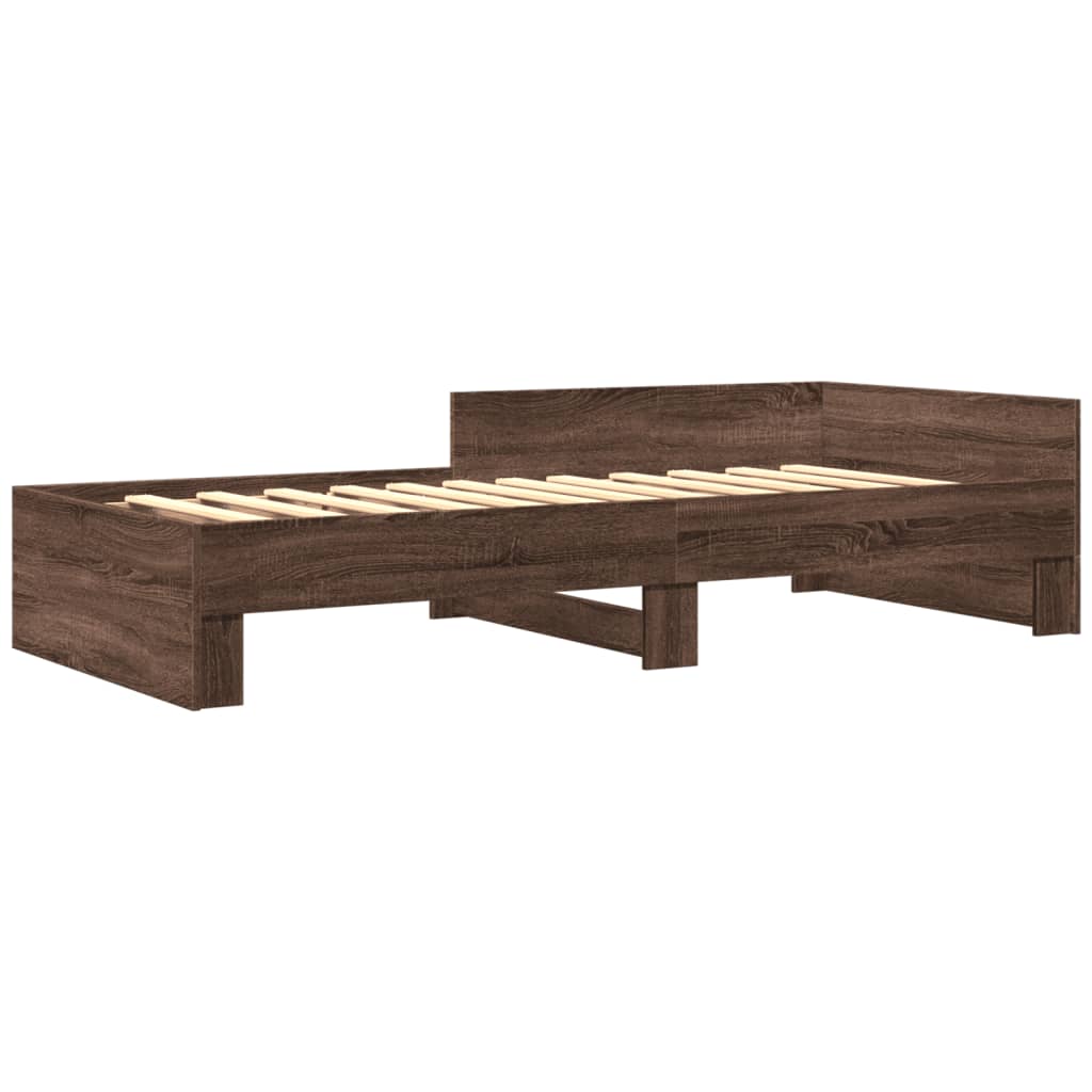 Bettgestell ohne Matratze, braune Eiche, 75 x 190 cm, Holzwerkstoff