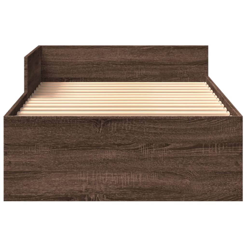 Cadre de lit sans matelas chêne marron 75x190cm bois ingénierie