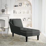 Fauteuil long avec coussin et accoudoir droit noir velours