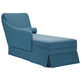 Fauteuil long avec traversin et accoudoir droit bleu velours