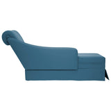 Fauteuil long avec traversin et accoudoir droit bleu velours