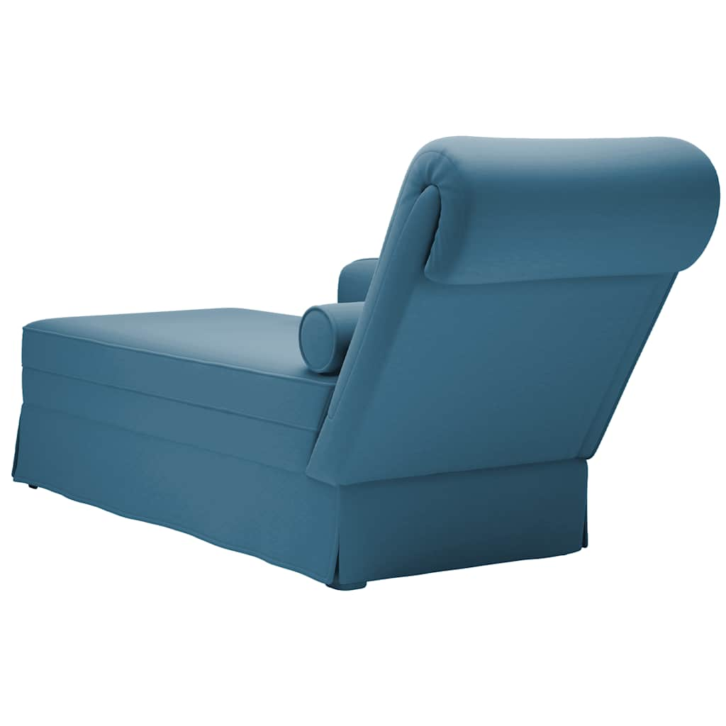 Fauteuil long avec traversin et accoudoir droit bleu velours