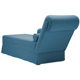 Fauteuil long avec traversin et accoudoir droit bleu velours