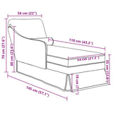 Fauteuil long et traversin accoudoir droit vert foncé velours