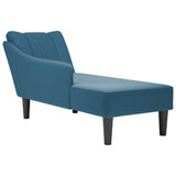 Fauteuil long avec accoudoir droit bleu velours