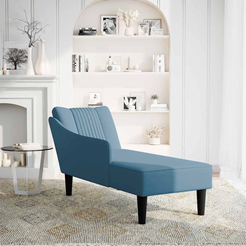 Fauteuil long avec accoudoir droit bleu velours