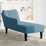 Fauteuil long avec accoudoir droit bleu velours