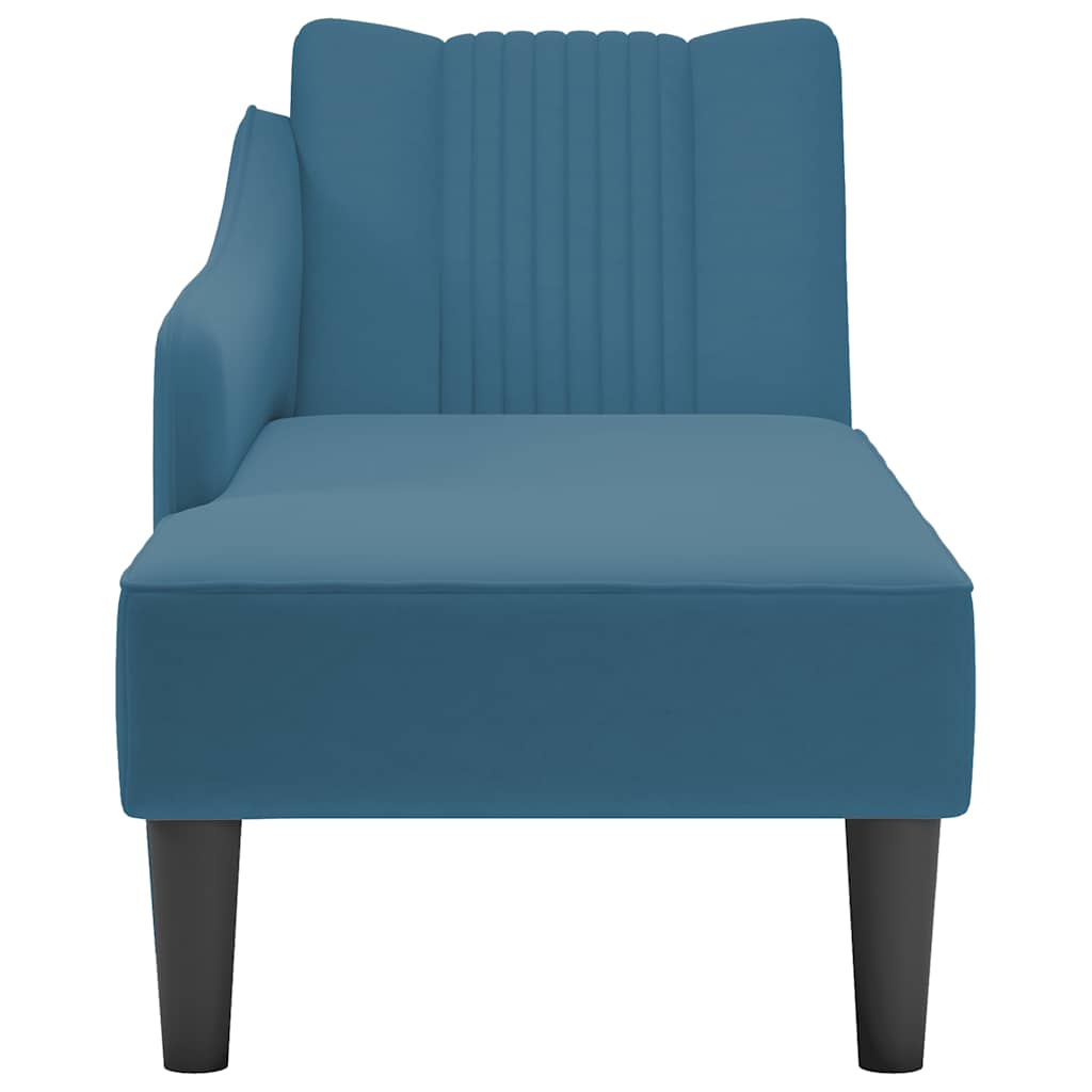 Fauteuil long avec accoudoir droit bleu velours