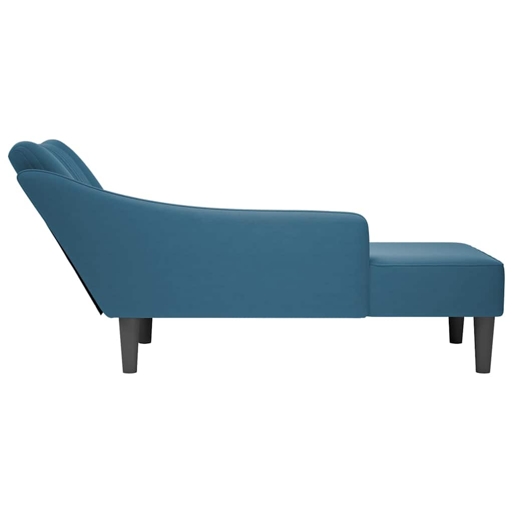 Fauteuil long avec accoudoir droit bleu velours