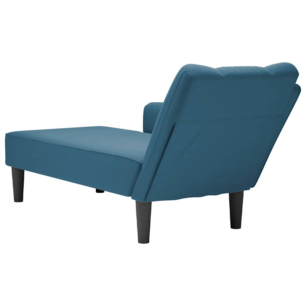 Fauteuil long avec accoudoir droit bleu velours