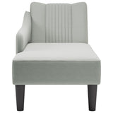 Fauteuil long avec accoudoir droit gris clair velours