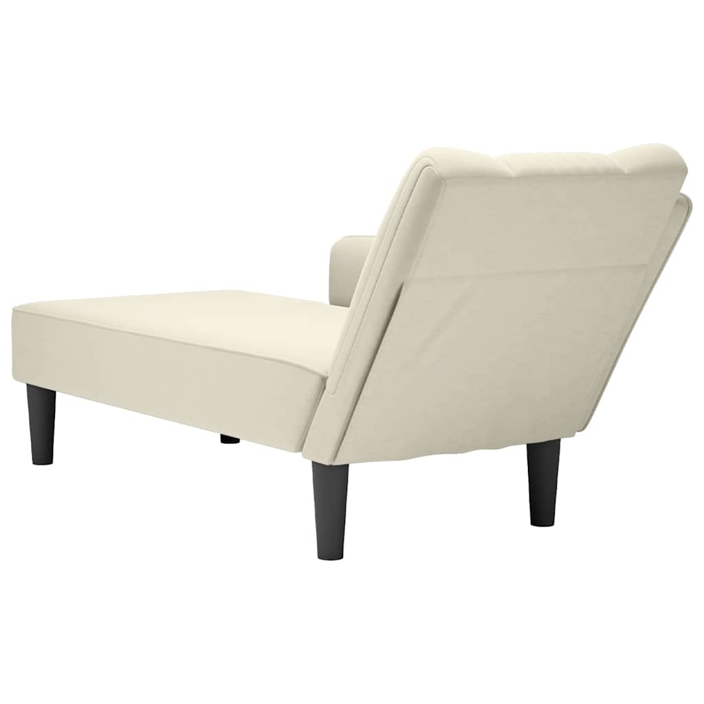 Fauteuil long avec accoudoir droit crème velours