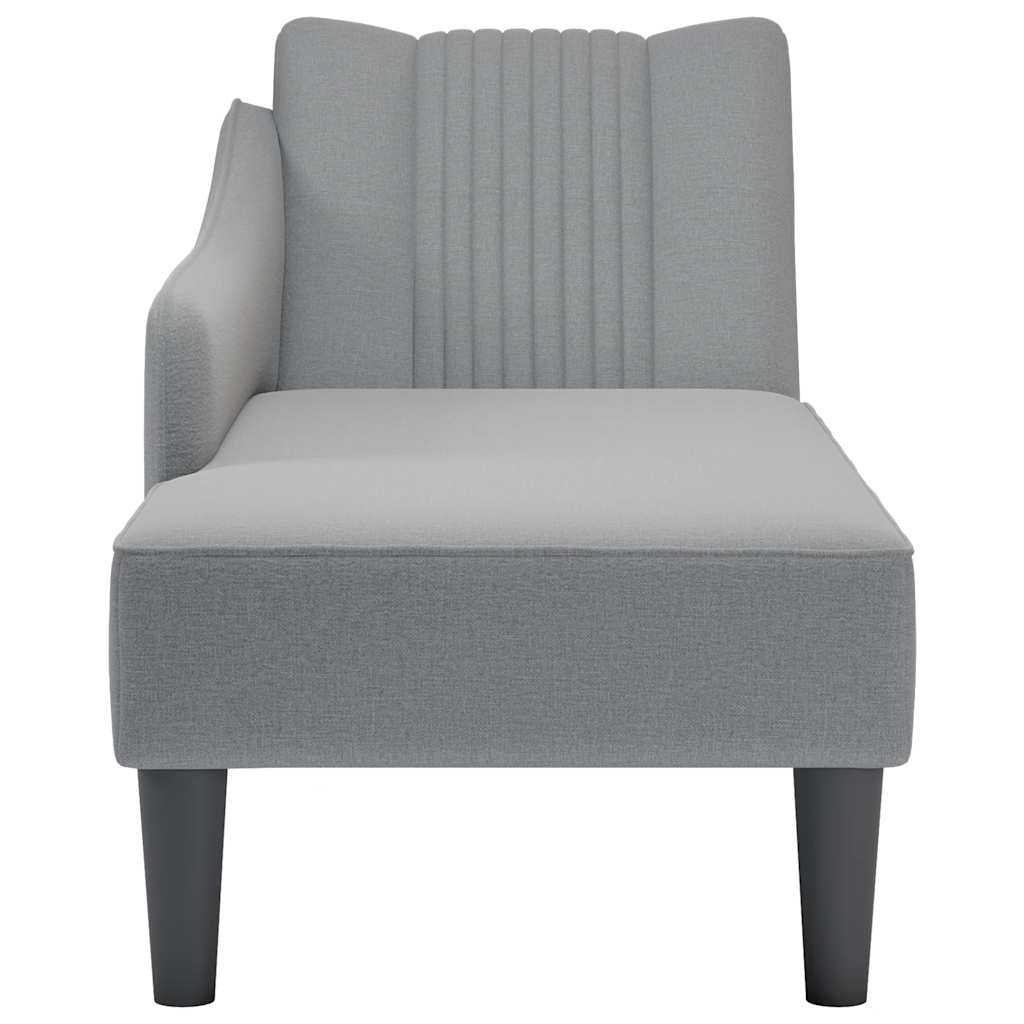 Fauteuil long avec accoudoir droit gris clair tissu