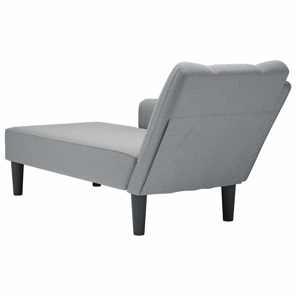 Fauteuil long avec accoudoir droit gris clair tissu