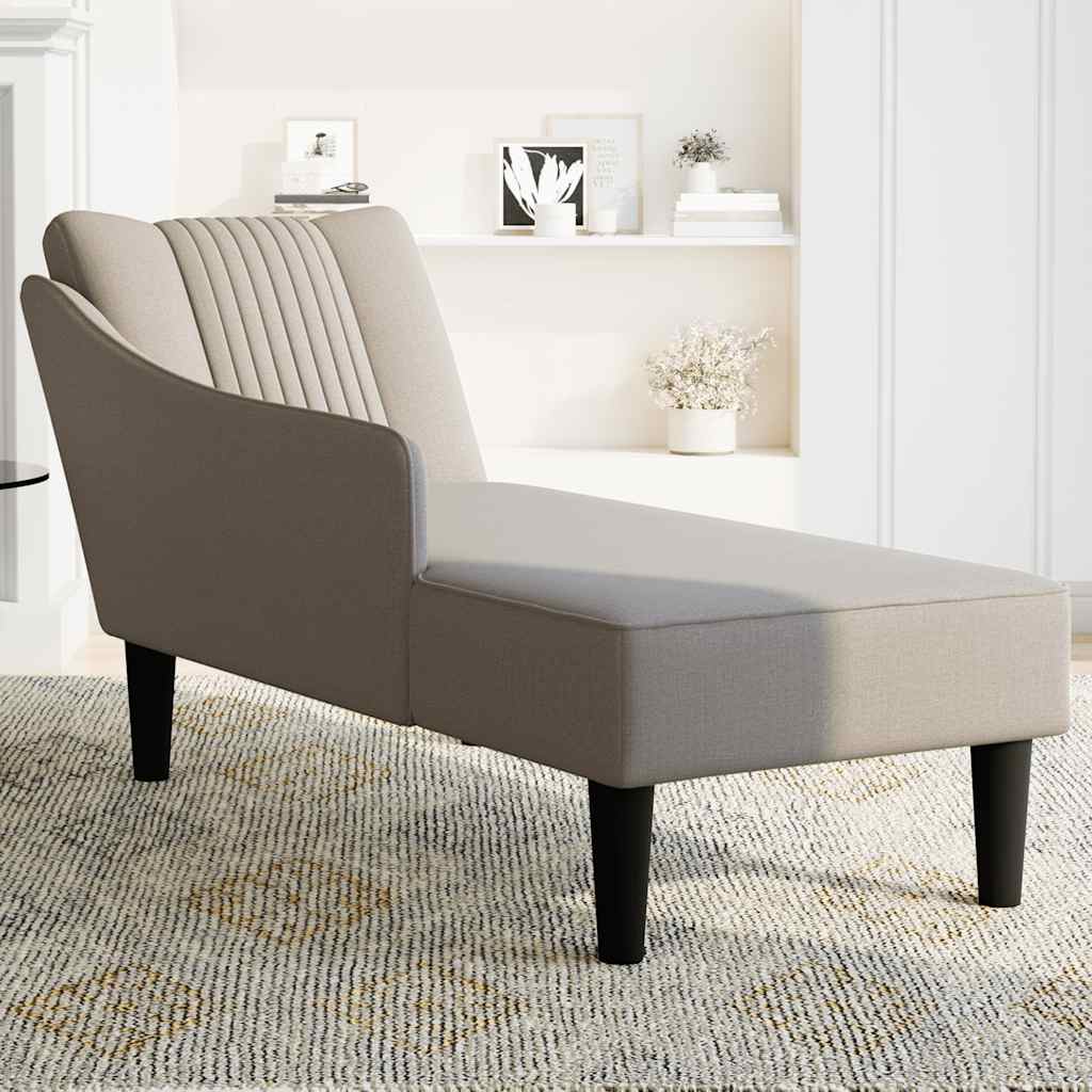 Fauteuil long avec accoudoir droit taupe tissu