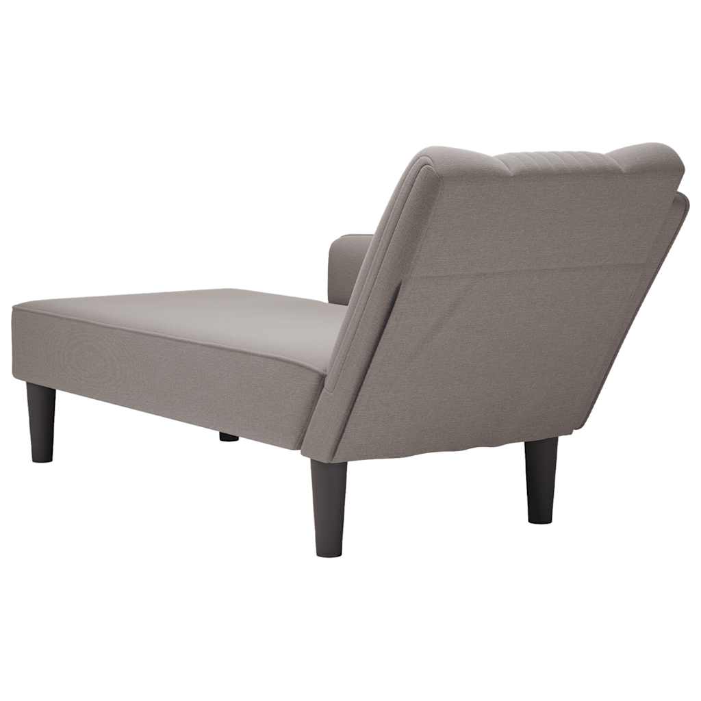 Fauteuil long avec accoudoir droit taupe tissu