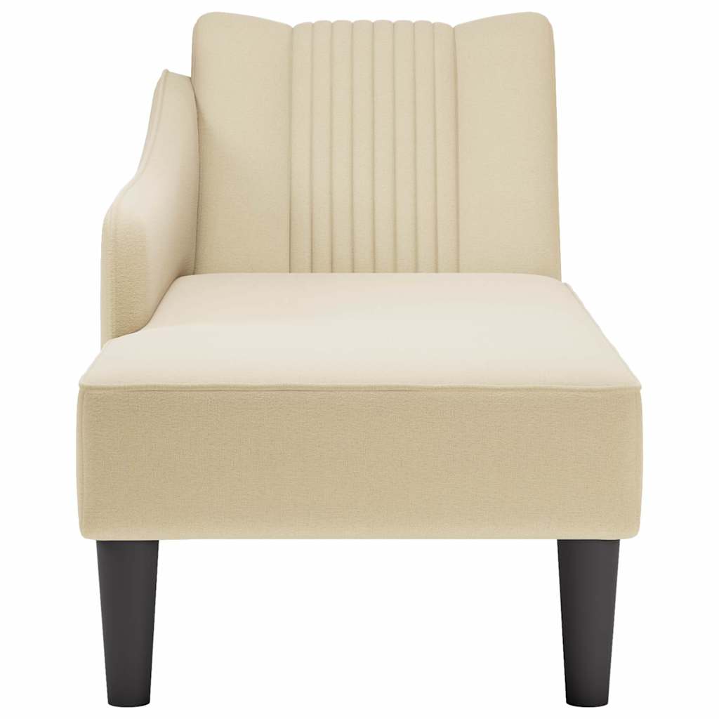 Fauteuil long avec accoudoir droit crème tissu