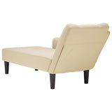 Fauteuil long avec accoudoir droit crème tissu