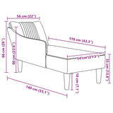 Fauteuil long avec accoudoir droit crème tissu