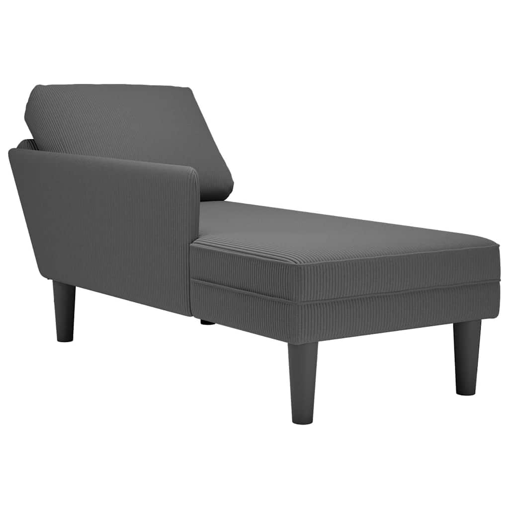 Chaise longue avec coussin gris foncé tissu en velours côtelé