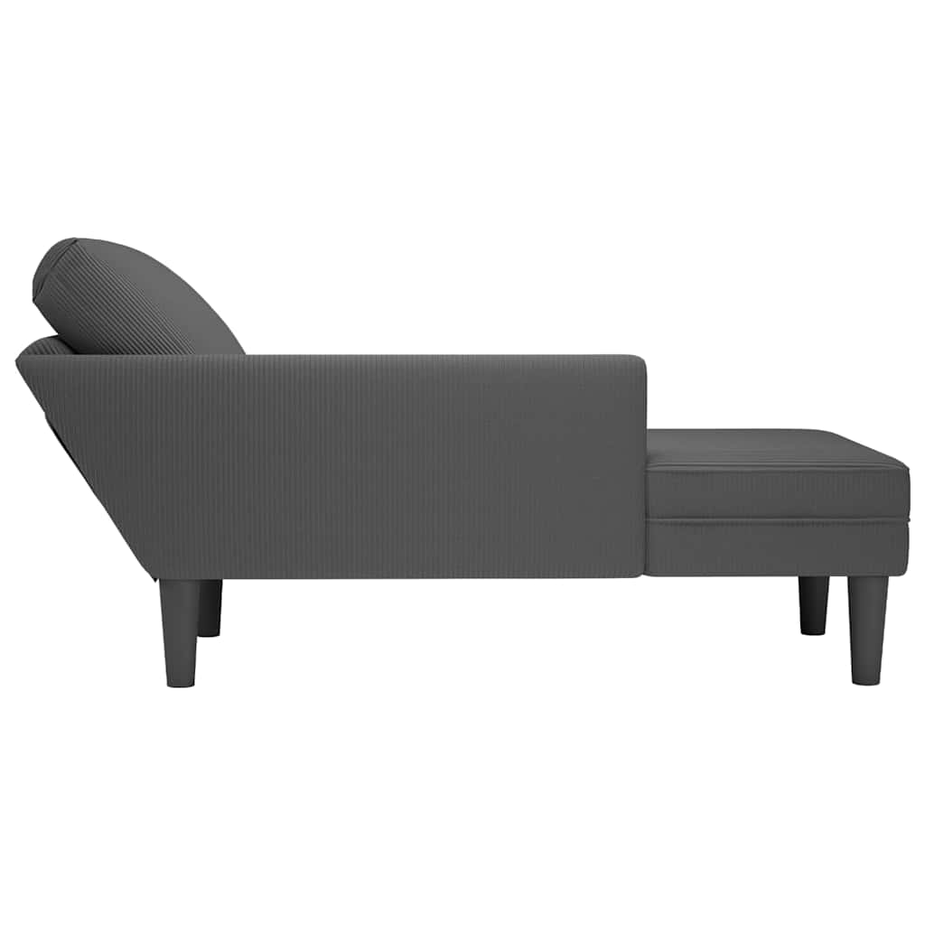 Chaise longue avec coussin gris foncé tissu en velours côtelé